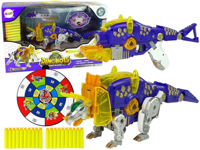 Dinobots robotska pucaljka Ljubičasti Triceratops s metom