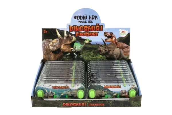 Vodena igra zagonetka 15,5x7cm plastika dinosaur 4 vrste 24 komada u kutiji