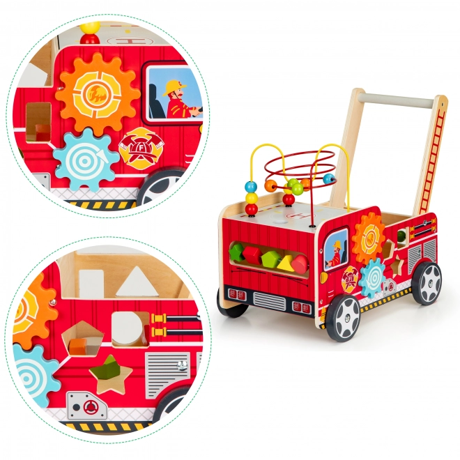 Drveno obrazovno hodalica s kockama - Vatrogasno vozilo ECOTOYS