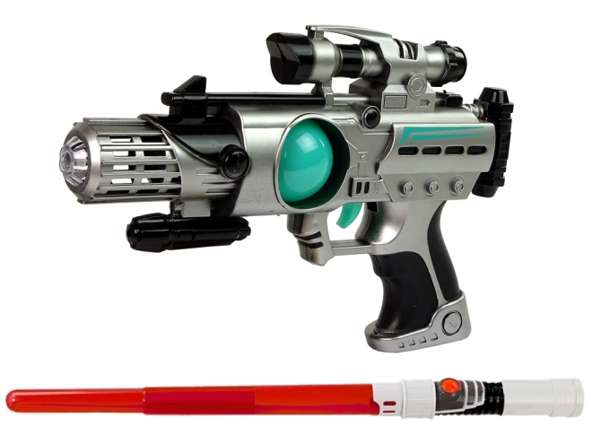 Set svemirskih oružja Space Guardian s laserskim pištoljem i mačem