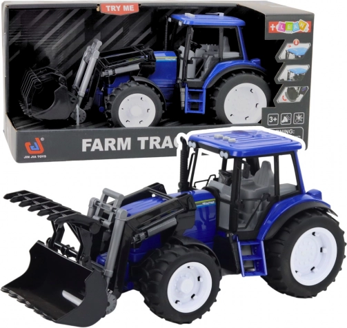 Dječji traktor s pomičnom kašikom, svjetlima i zvukovima – plavi 1:10