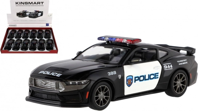 metalni model automobila Ford Mustang Dark Horse Police 2024 1:38 sa povratnim namatanjem, 13 cm