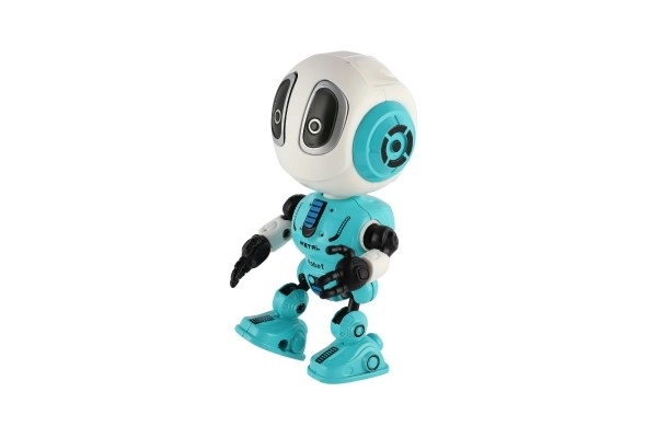 Robot ECHO koji ponavlja rečenice metalni 12cm plavi na baterije sa zvukom i svjetlom u kutiji 10,5x15x5,5cm