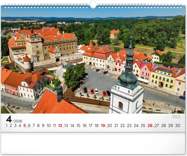 Zidni kalendar Panoramata Češke 2026