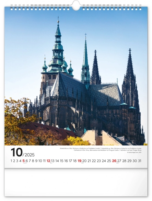Zidni kalendar Prag 2025, 30 × 34 cm