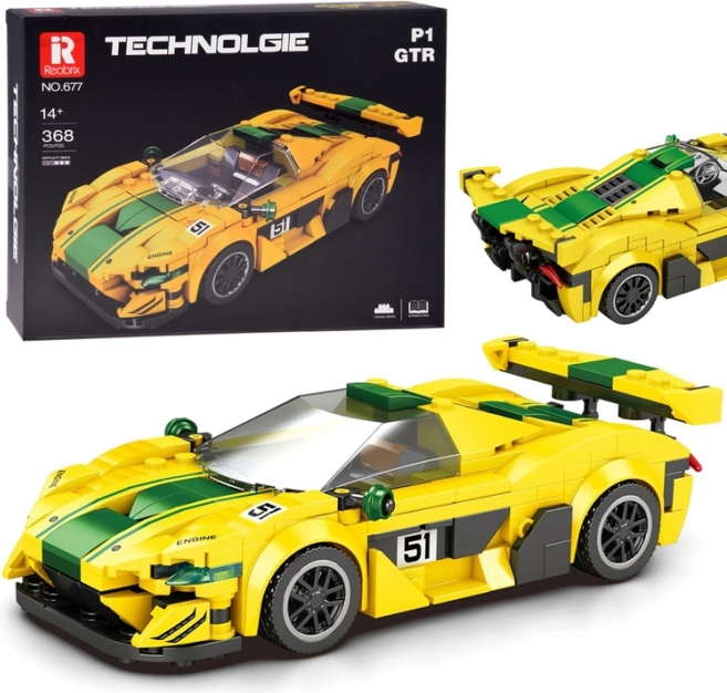 Tehnička građevna set-sportskih automobila žuto‑zelen 368 dijelova