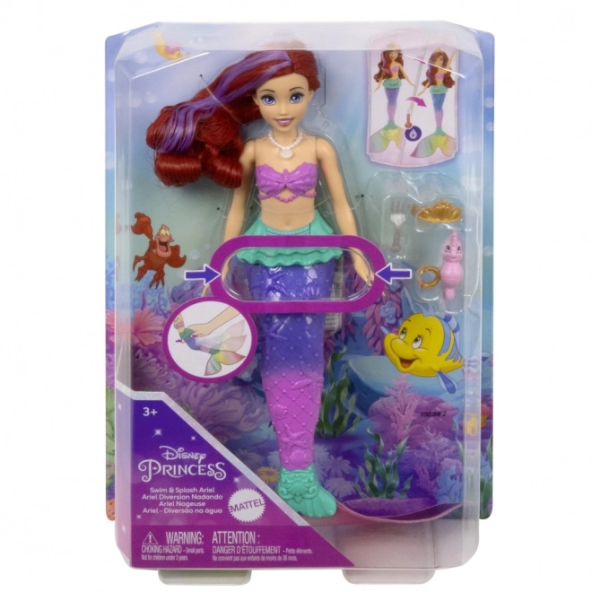 MATTEL Disney Princess lutka Ariel mala sirena pliva, mijenja boju