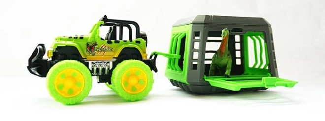Jeep s prikolicom i dinosaurom