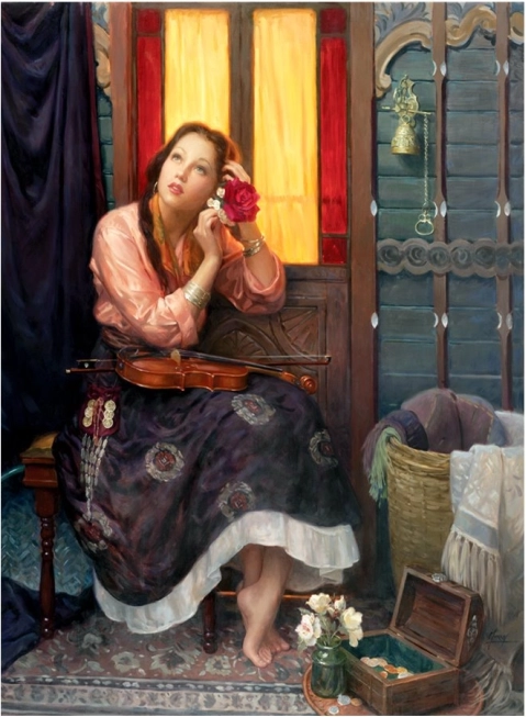 Puzzle Grimizna ruža 1000 dijelova