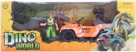 Set s dinosaurom s terenskim vozilom i figuricama