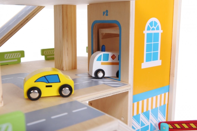 Drvena garažna staza s liftom + autići Ecotoys