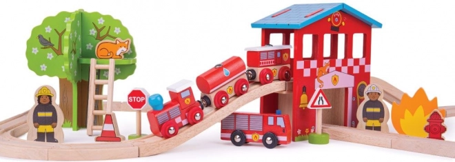 BIGJIGS RAIL drvena željeznička pruga – vatrogasna postaja