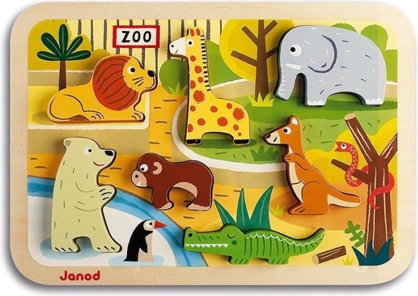 Drvena slagalica s umetanjima ZOO JANOD Chunky