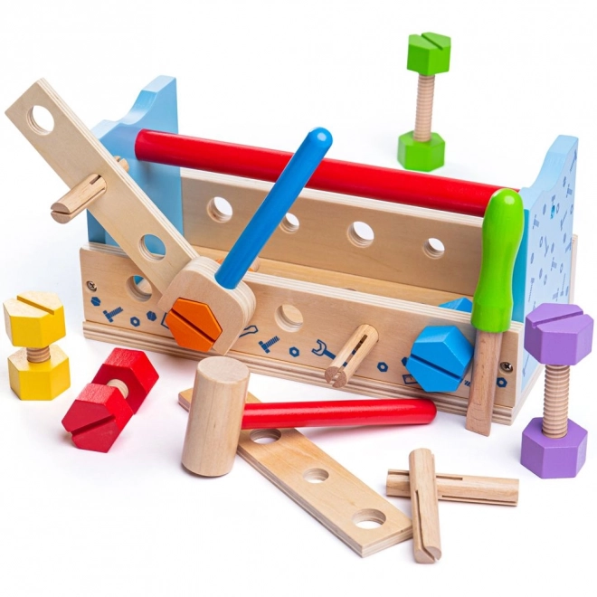 Drveni stol i kutija za alat 2u1 Bigjigs Toys