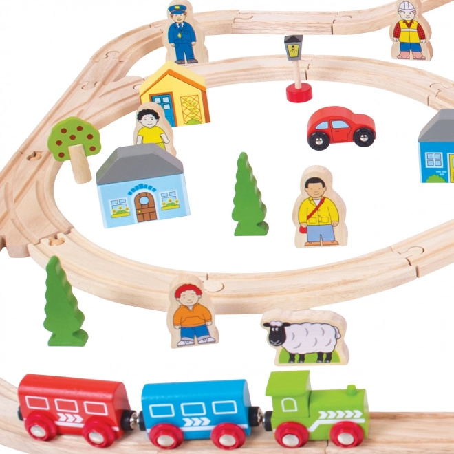 Bigjigs Rail Drvena vlakodrava grad i selo 101 dijelova