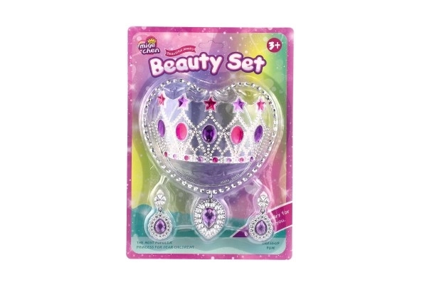 Set ljepote plastična kruna, ogrlica, naušnice na kartici 20x28cm