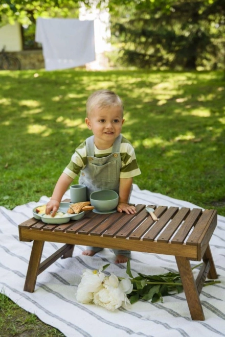 Dječji silikonski set za blagovanje MoMi AMI sivi
