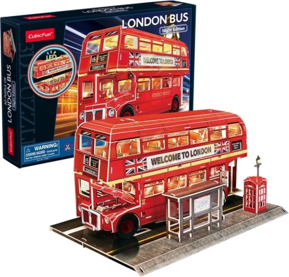 3D slagalica CubicFun londonski autobus s LED osvjetljenjem – 72 dijela