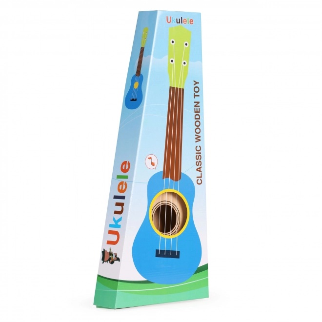Dječje drveno ukulele s 4 najlonske žice, smeđe ECOTOYS
