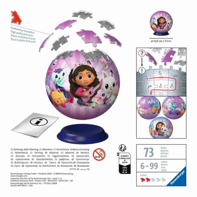 3D puzzleball Gabinin čarobni dom 72 dijelova
