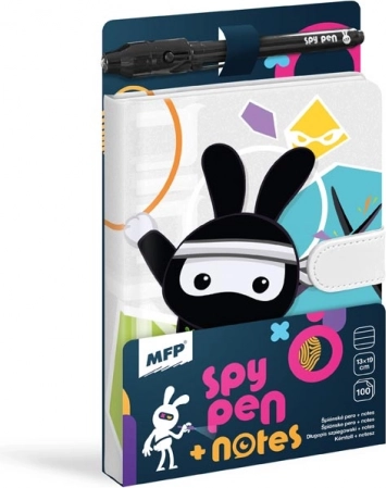 Blok za bilješke s magnetom SPY NOTES - crni ninja zec
