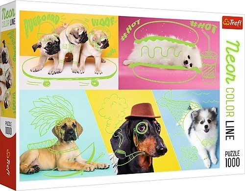 Puzzle 1000 kom Neon Color Line - Ludi psi