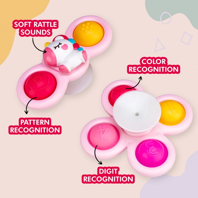 WOOPIE dječji svemirski spinner pop-it senzorna igračka ružičasta, set od 3 kom