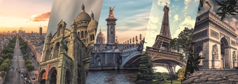 Panoramske puzzle Pariž kolaž 2000 dijelova DINO