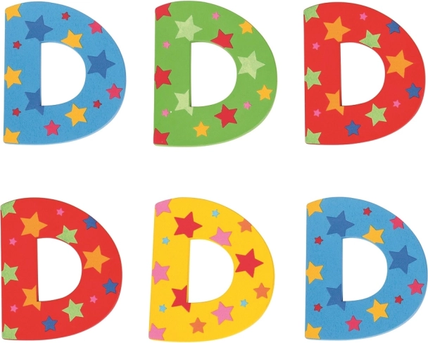 Bigjigs Toys drveno slovo D sa zvjezdicama
