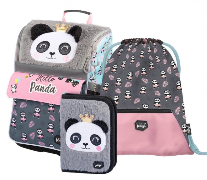 BAAGL SET 3 Zippy Panda: školska torba, pernica, vrećica