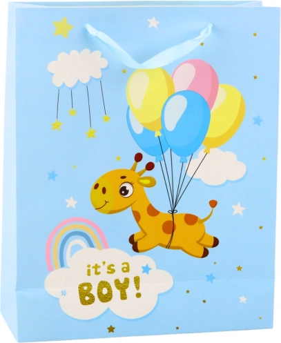 Poklon-vrećica It's a Boy žirafa plava