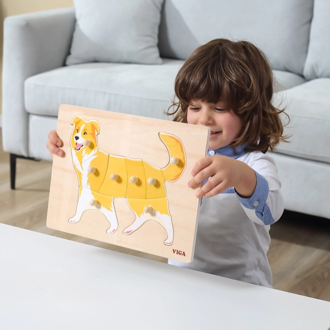 Set drvenih slagalica s 12 životinja Montessori s postoljem Viga
