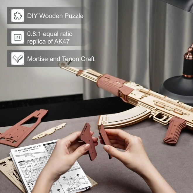 RoboTime 3D Drvene mehaničke slagalice Napadačka puška AK-47