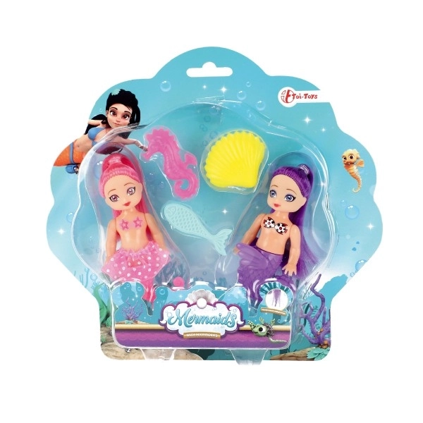 Lutka morska sirena 2 kom 10 cm plast s dodacima na kartici