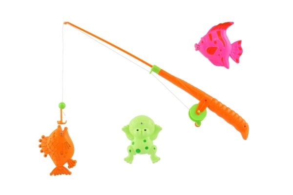 Igra riba/ribar s magnetom 3 kom+štap plastika 34 cm, miješane boje na kartonu