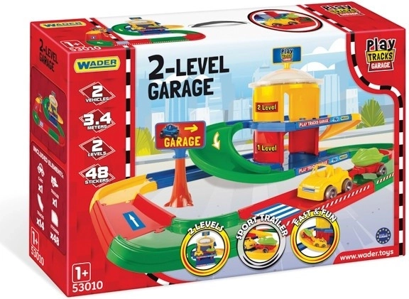 Dvorazinska garaža WADER PLAY TRACKS s tračnicom 3,4 m i 2 autića