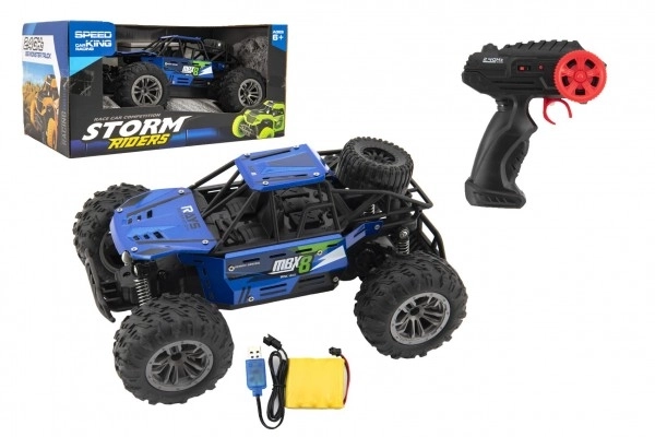 Auto RC buggy terensko plavo 22cm plast 2,4GHz na baterije + punjivi paket u kutiji 32x16x18cm