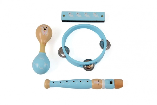 Plavi drveni glazbeni set