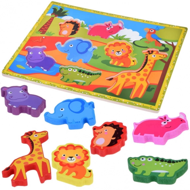 Drvene puzzle safari životinje 7ele podudaranje oblika ZA5256