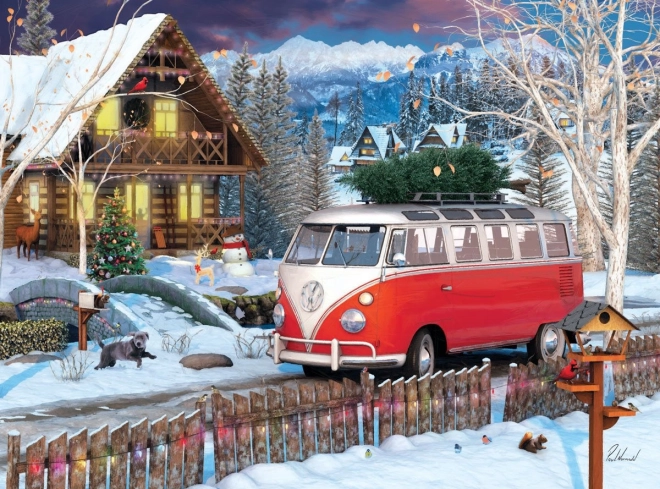 EUROGRAPHICS puzzle u limenoj kutiji božićni autobus Volkswagen 550 dijelova