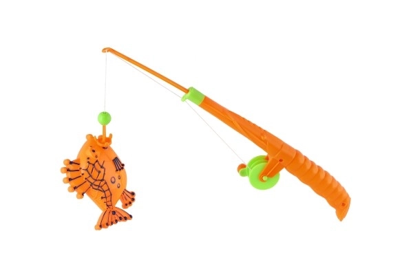 Igra riba/ribar s magnetom 3 kom+štap plastika 34 cm, miješane boje na kartonu