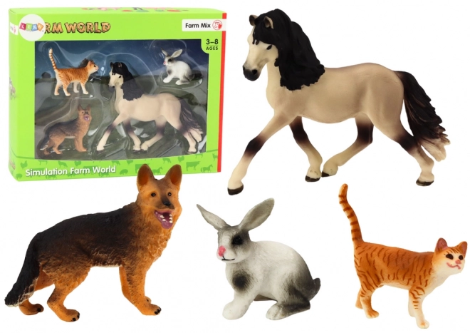 Set figurica kućnih ljubimaca - Konj, Pas, Zec, Mačka, 4 komada