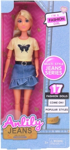 Lutka Lili u traper suknji 30 cm