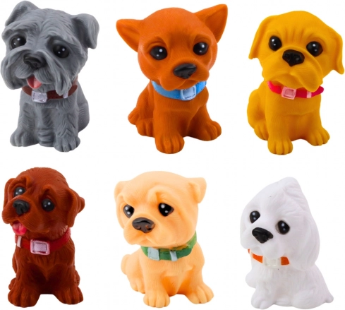 Set slatkih figurica štenaca, gumene, 6 kom