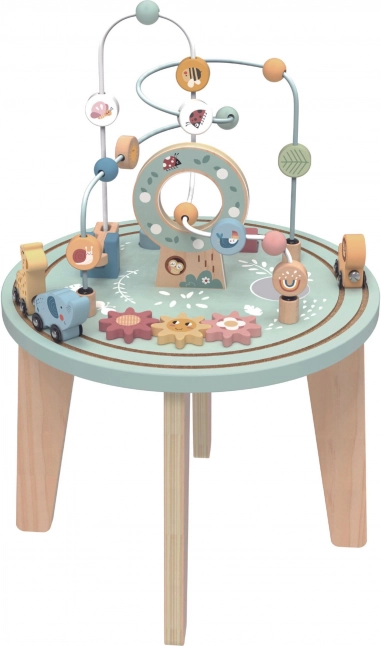Drveni montessori aktivni stolić TOOKY TOY s motoričkim petljama