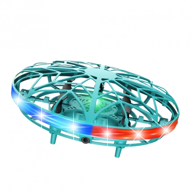 Dron UFO upravljan rukom s LED svjetlima tirkizni