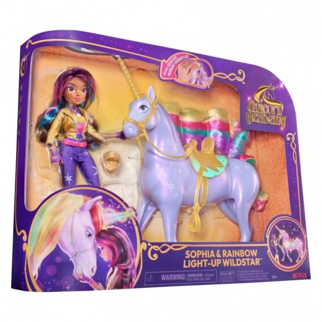 UNICORN AKADEMIJA SVJETLEĆI JEDNOROG WILDSTAR S LUTKOM SOPHIA 24cm