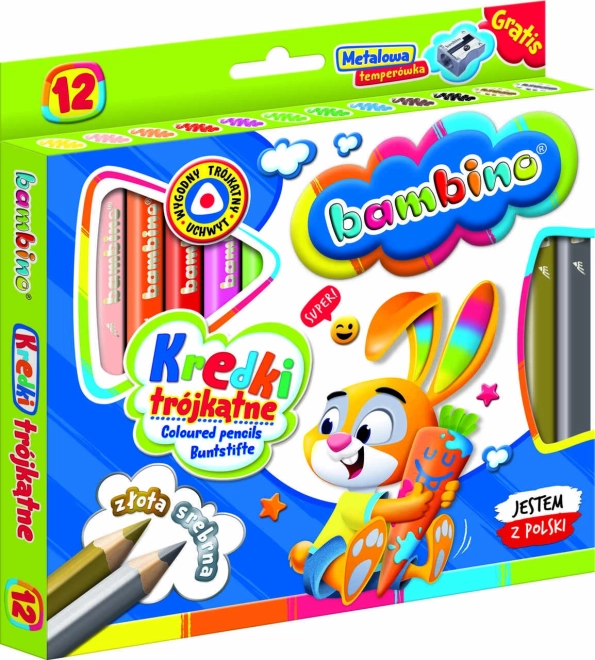 Trokutaste bojice s šiljilom Bambino - 12 komada