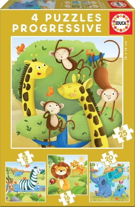 Educa puzzle Divlje životinje 4u1 (12–25 dijelova)