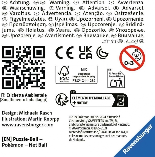 RAVENSBURGER 3D Puzzleball Poke9mon: Net Ball 54 dijelova